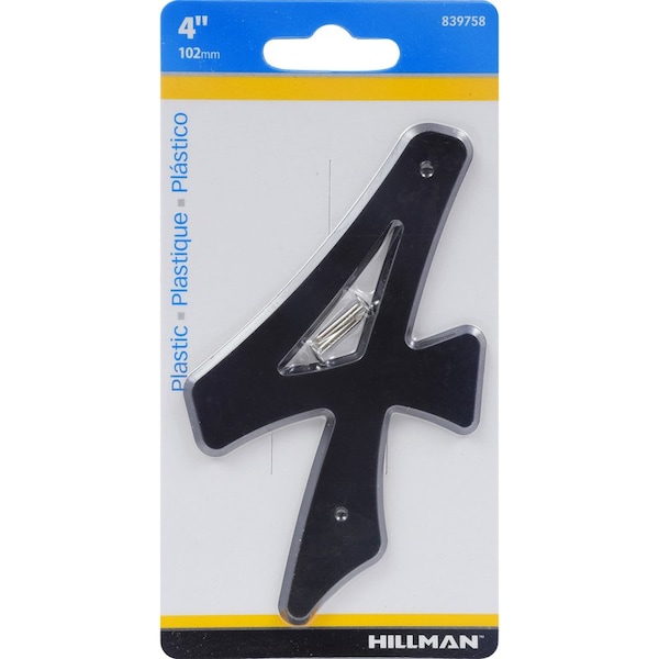 Hillman HILLMAN 4 in. Black Plastic Nail-On Number 4 1 pc, PK10 839758 - main